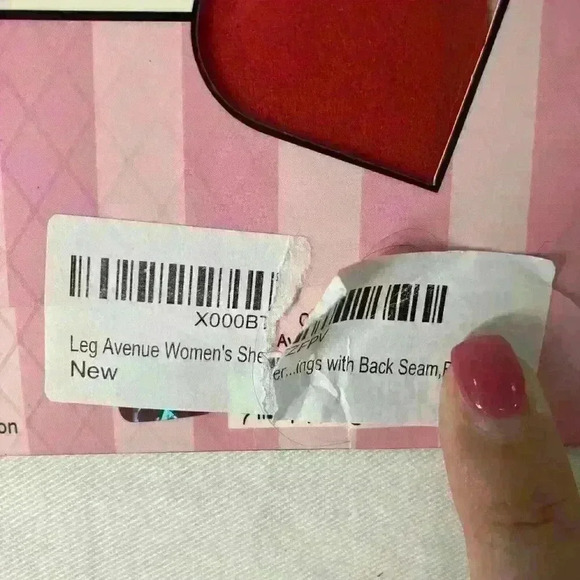 New Leg Avenue Sheer Backseam Stockings One Size Model 1000 Red Valentines Day - Picture 7 of 9